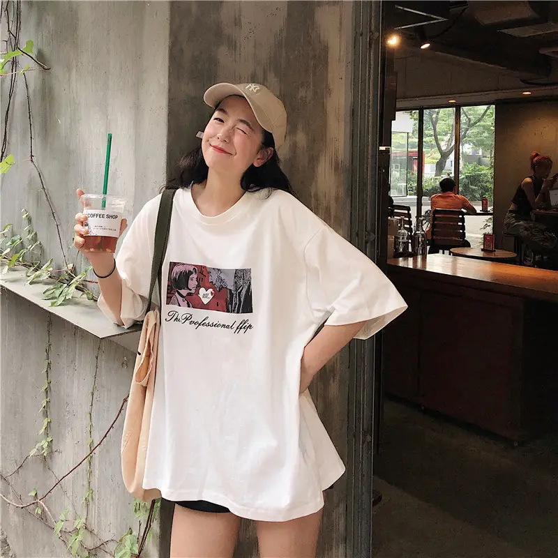 Women Loose Fit White T-Shirt 2025 Summer Harajuku Style — feature 43