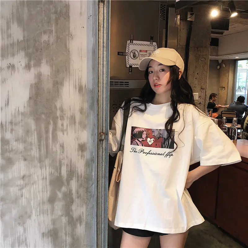 Women Loose Fit White T-Shirt 2025 Summer Harajuku Style — feature 44