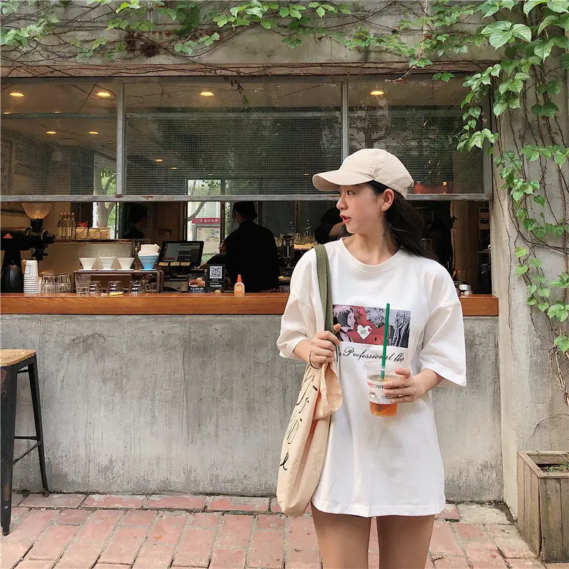 Women Loose Fit White T-Shirt 2025 Summer Harajuku Style — feature 45