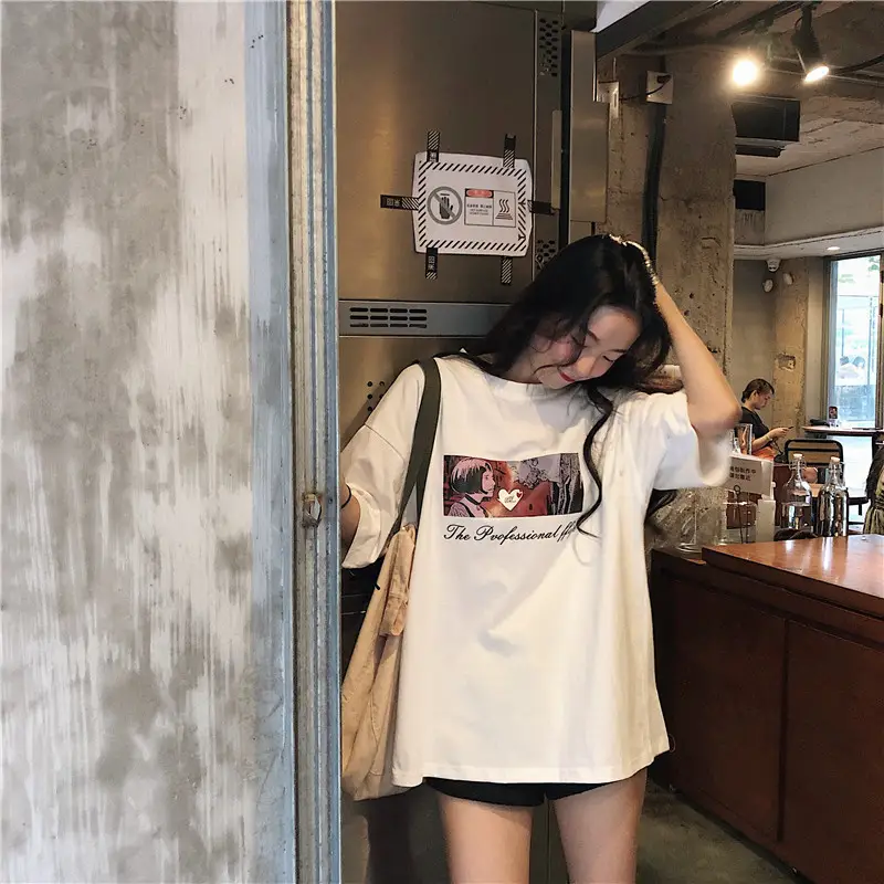 Women Loose Fit White T-Shirt 2025 Summer Harajuku Style — feature 46