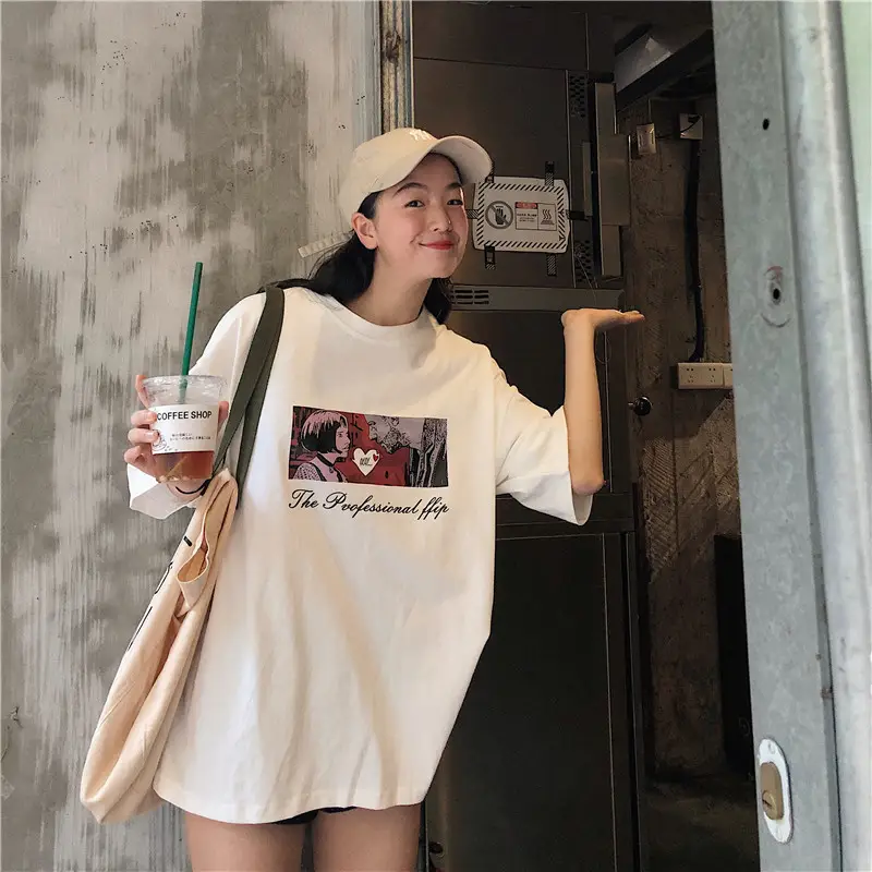Women Loose Fit White T-Shirt 2025 Summer Harajuku Style - Image 2
