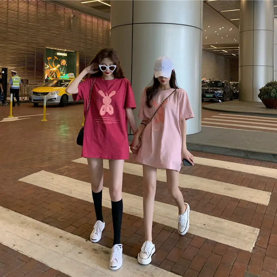 A generation of women's clothing wholesale 2025 summer new short sleeve t-shirt female summer students loose pink printed top - Image 4