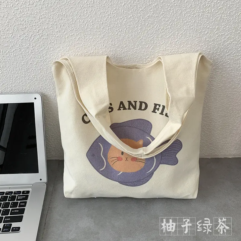 Cute Korean Cat Canvas Shoulder Bag Large Capacity — feature 10