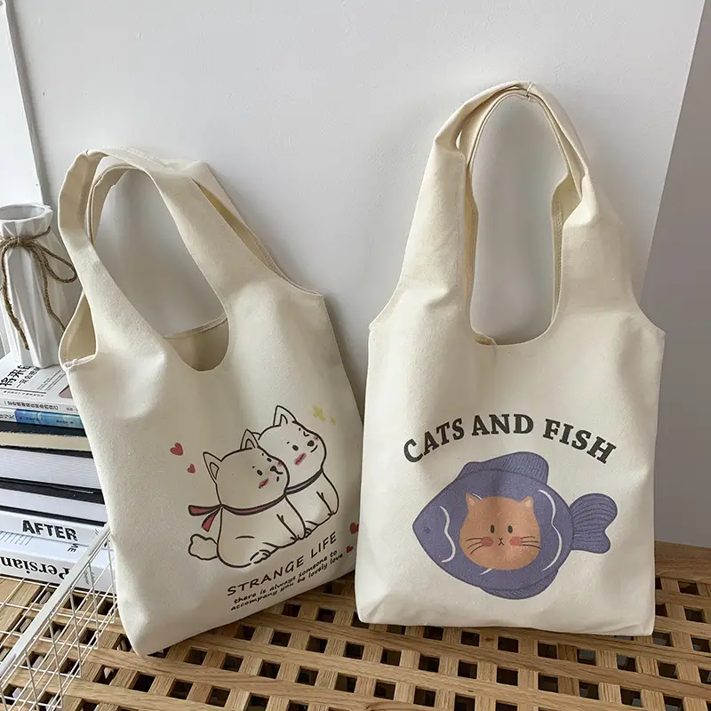 Cute Korean Cat Canvas Shoulder Bag Large Capacity — feature 19