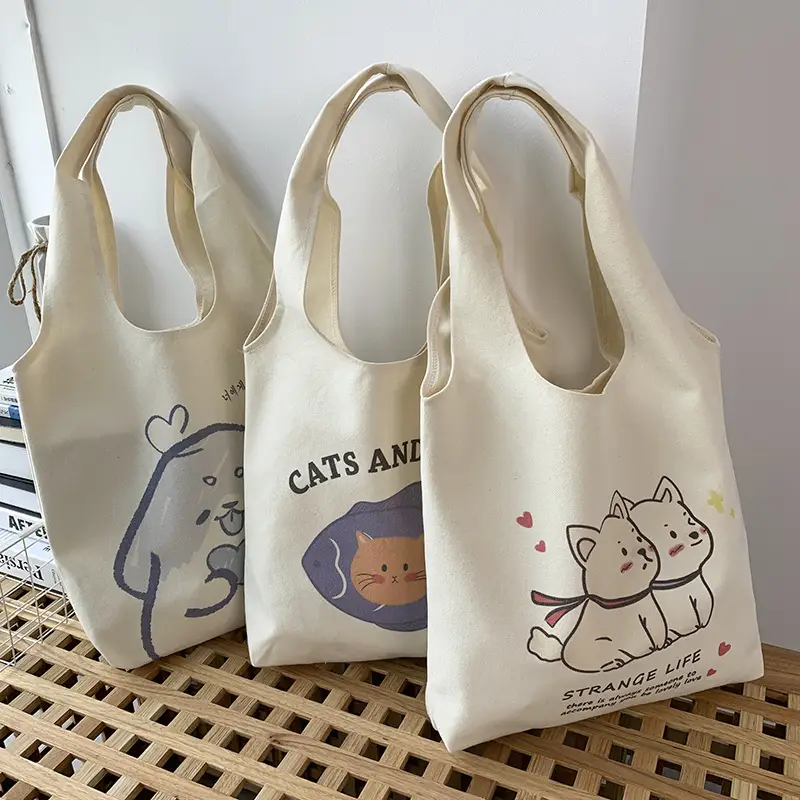 Cute Korean Cat Canvas Shoulder Bag Large Capacity — feature 21