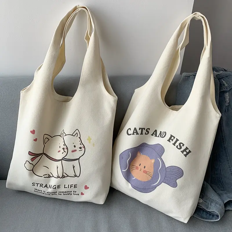 Cute Korean Cat Canvas Shoulder Bag Large Capacity — feature 23