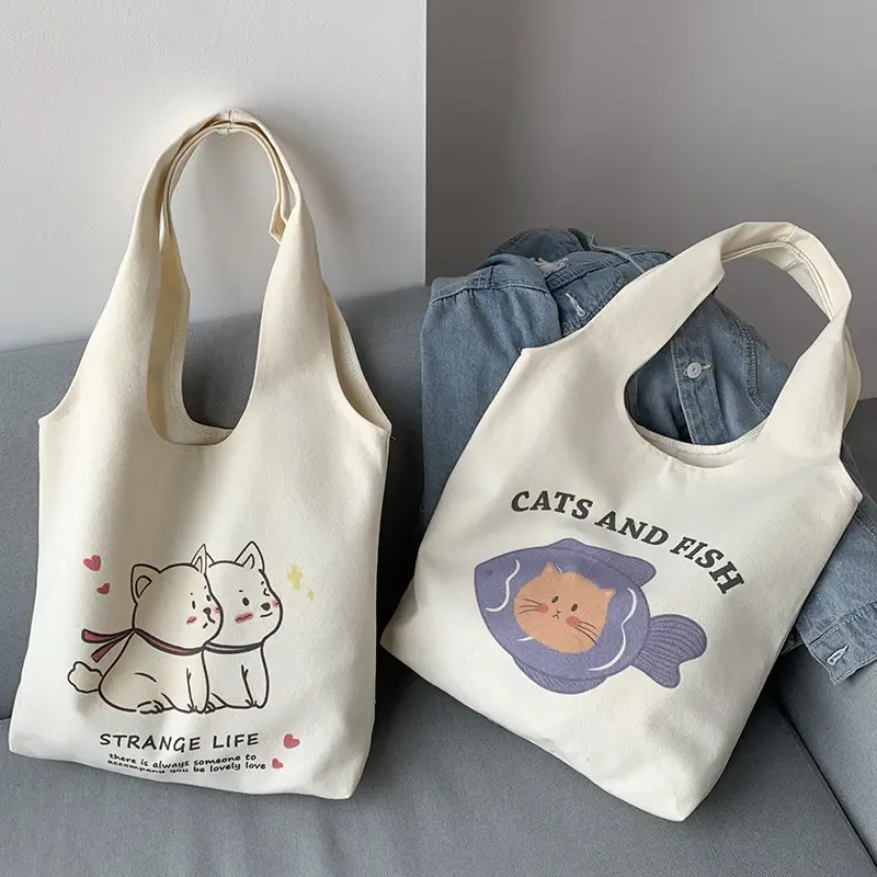 Cute Korean Cat Canvas Shoulder Bag Large Capacity — feature 5
