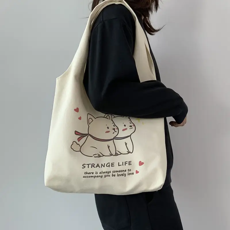 Cute Korean Cat Canvas Shoulder Bag Large Capacity — feature 9
