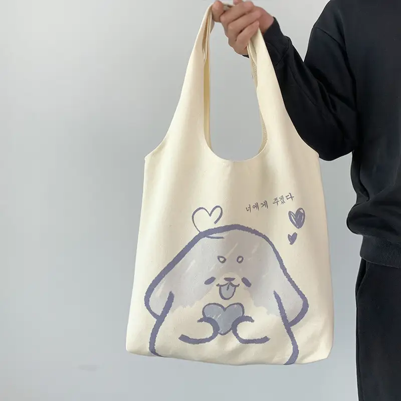 Cute Korean Cat Canvas Shoulder Bag Large Capacity - Image 2