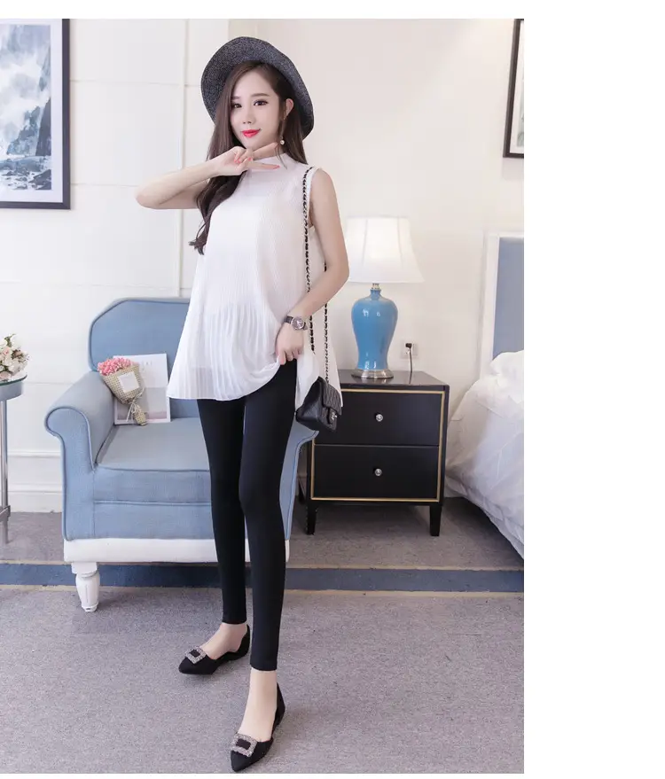 Pregnant Women's Solid Color Leggings Low Waist Cropped — feature 15