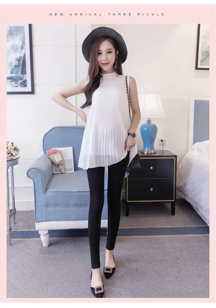 Pregnant Women's Solid Color Leggings Low Waist Cropped — feature 16
