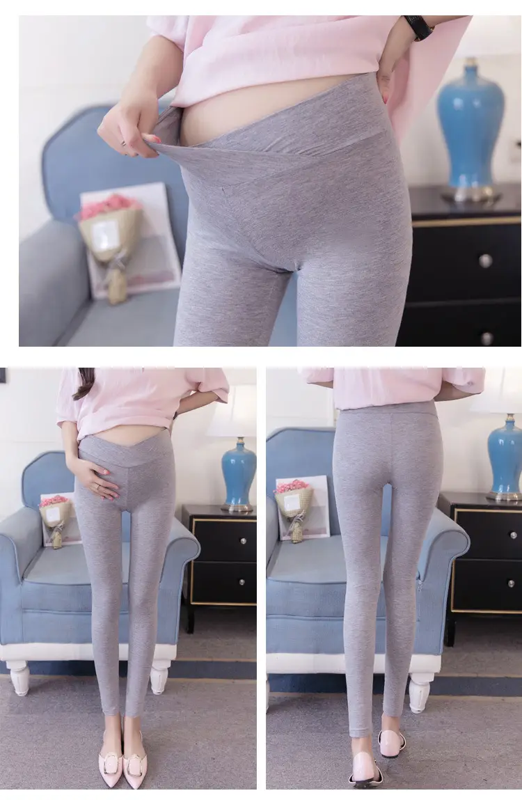 Pregnant Women's Solid Color Leggings Low Waist Cropped — feature 18