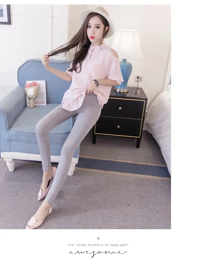 Pregnant Women's Solid Color Leggings Low Waist Cropped — feature 19