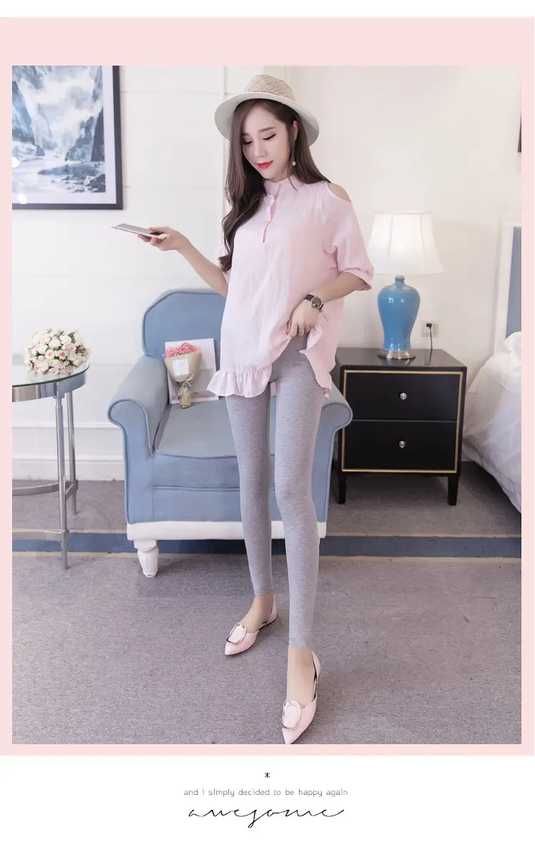 Pregnant Women's Solid Color Leggings Low Waist Cropped — feature 20