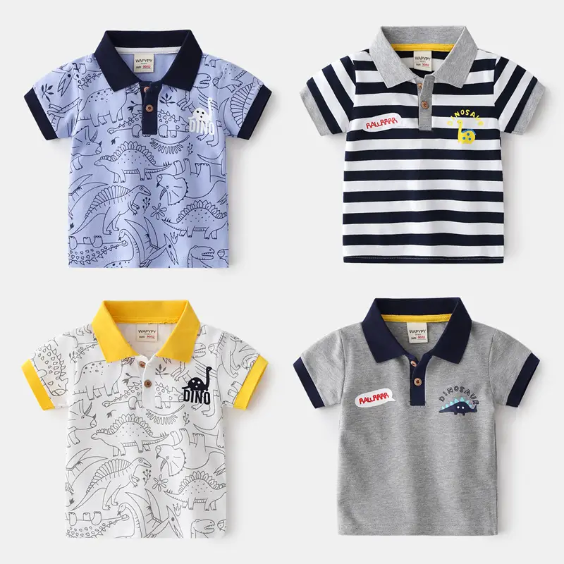 2025 Boys Navy Striped Polo T-Shirt Baby Korean Style - Image 5