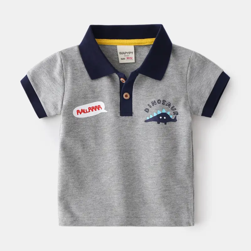 2025 Boys Navy Striped Polo T-Shirt Baby Korean Style - Image 4