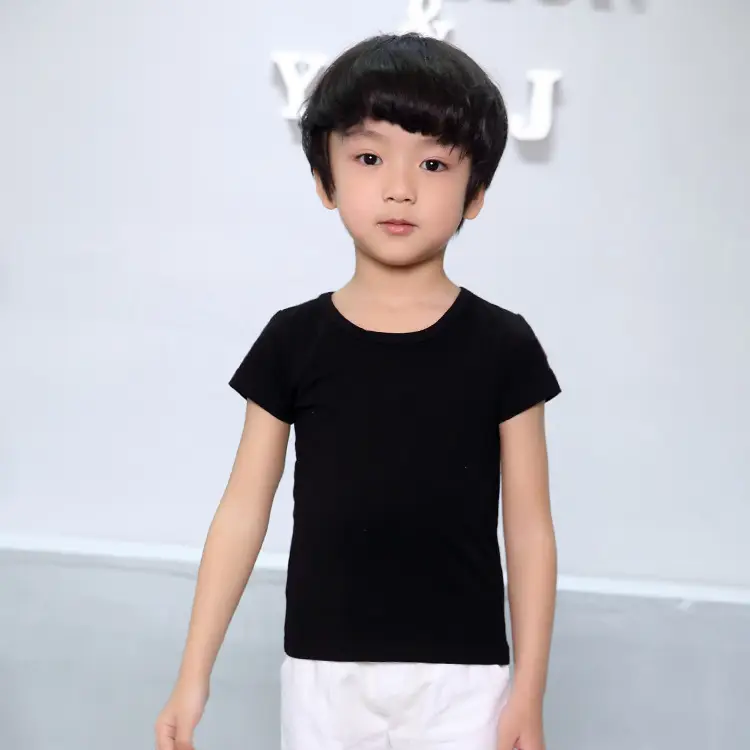 2024 Boys Cotton T-Shirt Black White Kids