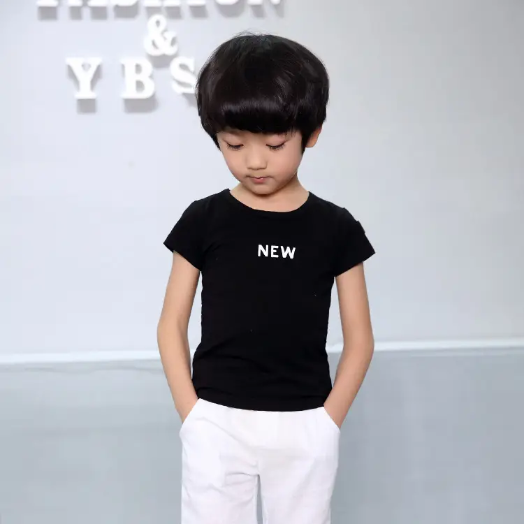 2024 Boys Cotton T-Shirt Black White Kids
