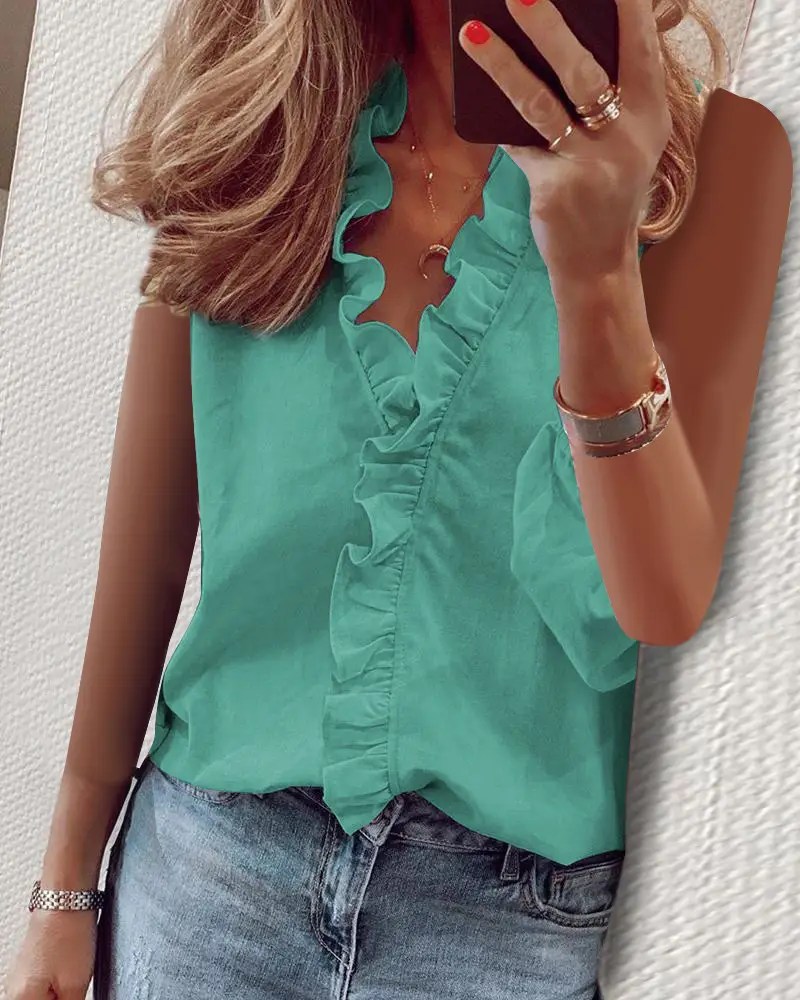 White Pineapple Ruffled Long Sleeve Women's Shirt - Image 17