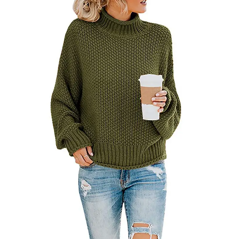 Women Turtleneck Sweater Purple Large Size - Image 5