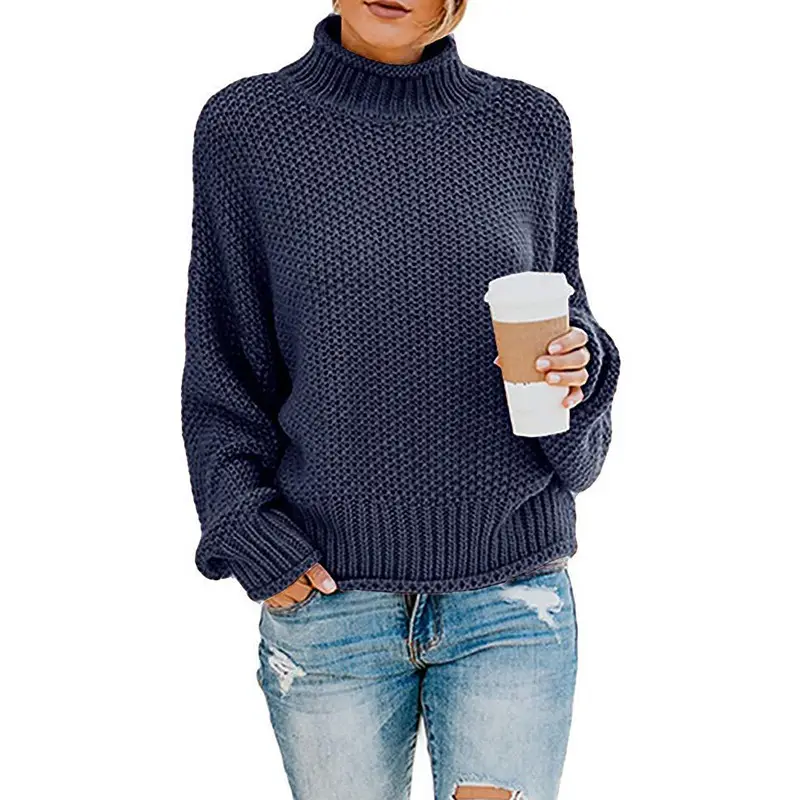 Women Turtleneck Sweater Purple Large Size - Image 10