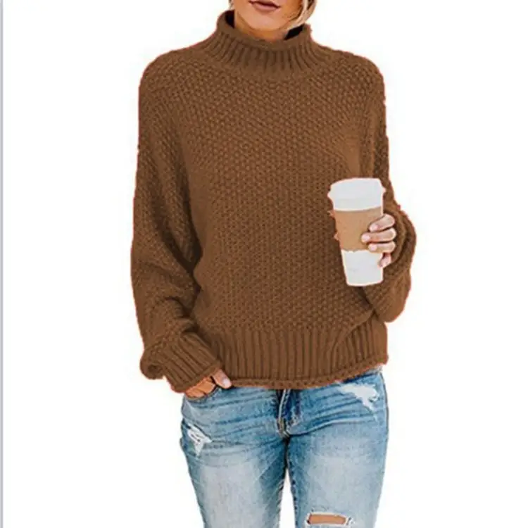 Women Turtleneck Sweater Purple Large Size - Image 11