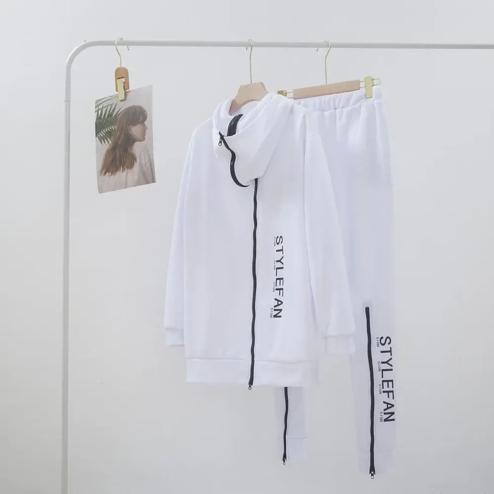 Women Pink Letter Printed Sweatpants Set Winter Casual
