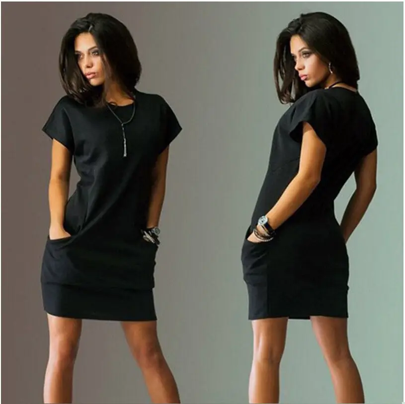 2020 Summer Slim Fit Cross Border Dress Blue Red Black