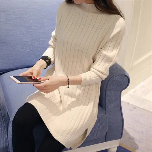 Black Long Sleeve Knitted Sweater Coat for Women - Image 7