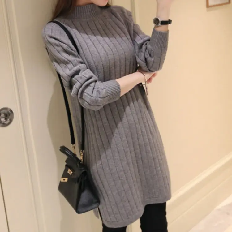 Black Long Sleeve Knitted Sweater Coat for Women - Image 10