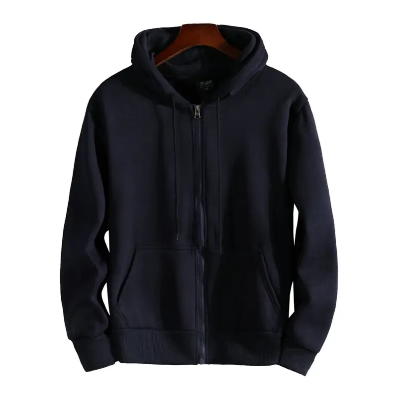 Grey Zipper Hoodie for Men Women Fleece Lined - Image 9