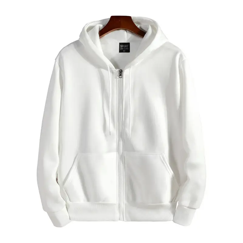Grey Zipper Hoodie for Men Women Fleece Lined - Image 11