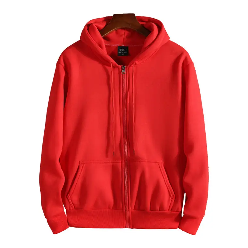 Grey Zipper Hoodie for Men Women Fleece Lined - Image 2