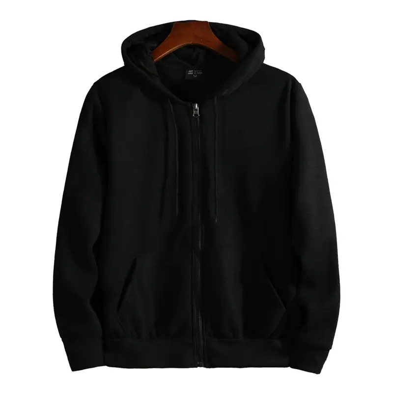 Grey Zipper Hoodie for Men Women Fleece Lined - Image 4
