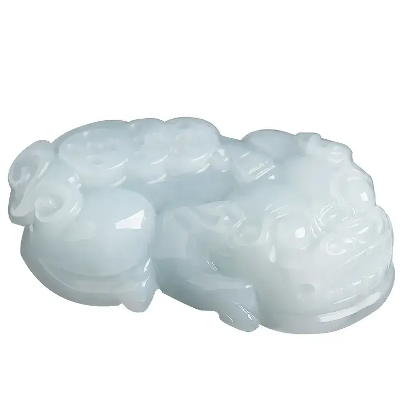 Natural Burmese Jade Wealth Pixiu Pendant Ice White