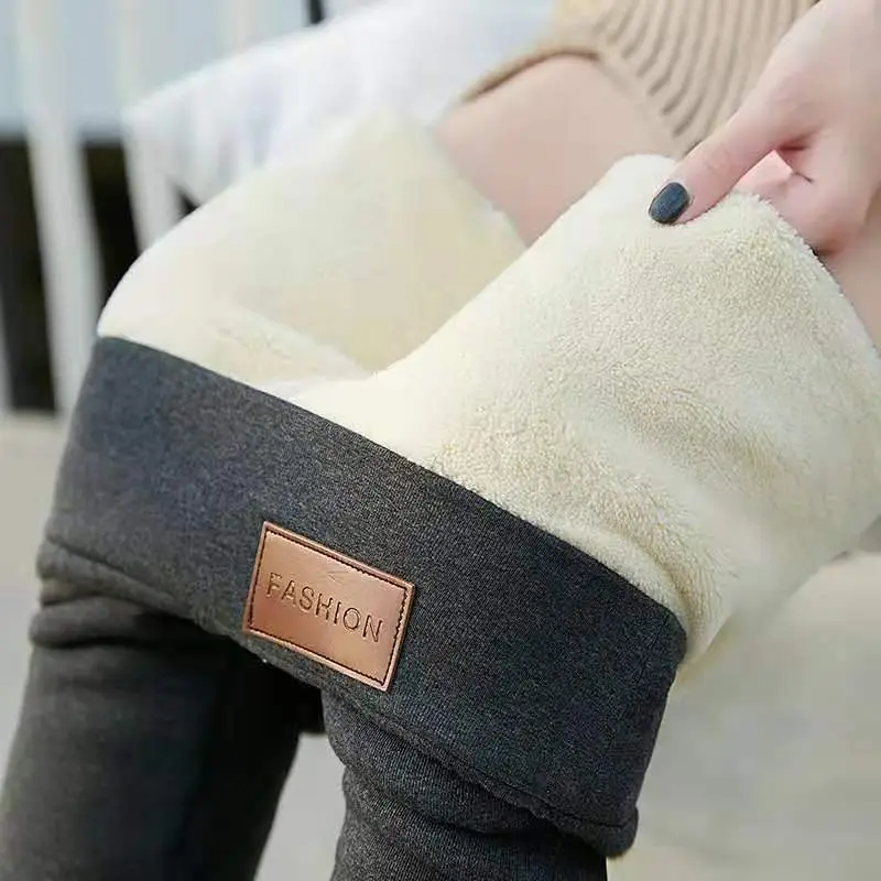 Women's Fleece Lined Warm Leggings with Leather Label - Image 2