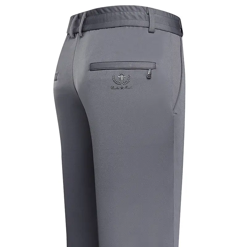 Men Black Elastic Waist Casual Pants - Image 9