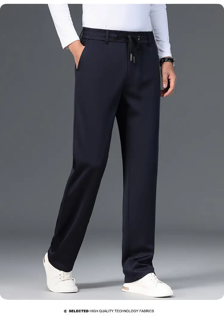 Men Black Elastic Waist Casual Pants — feature 12