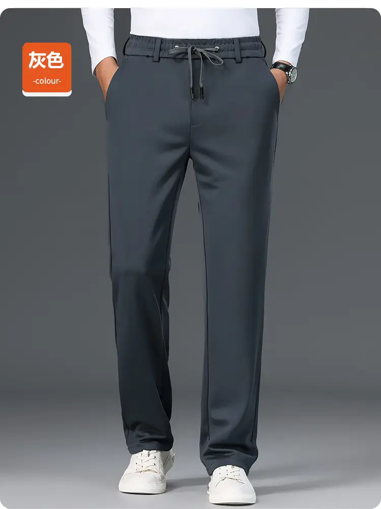 Men Black Elastic Waist Casual Pants — feature 13