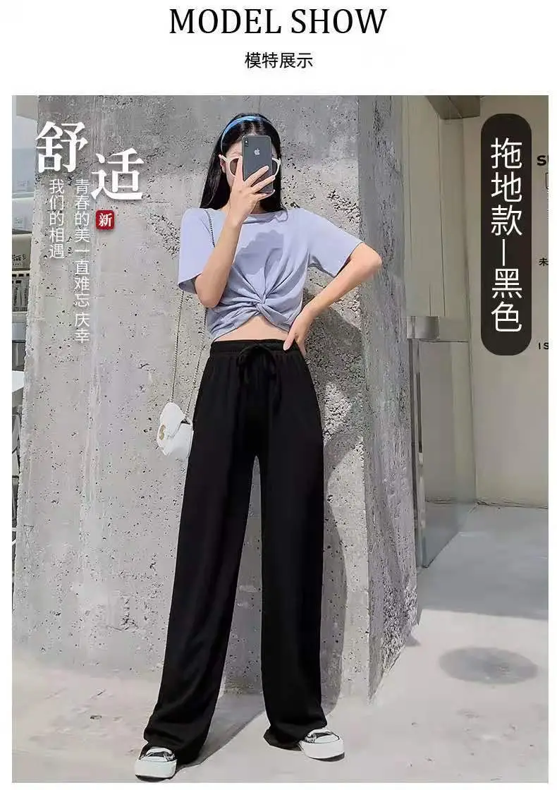 Women Pink Wide Leg Pants Summer High Waist Slimming — feature 10