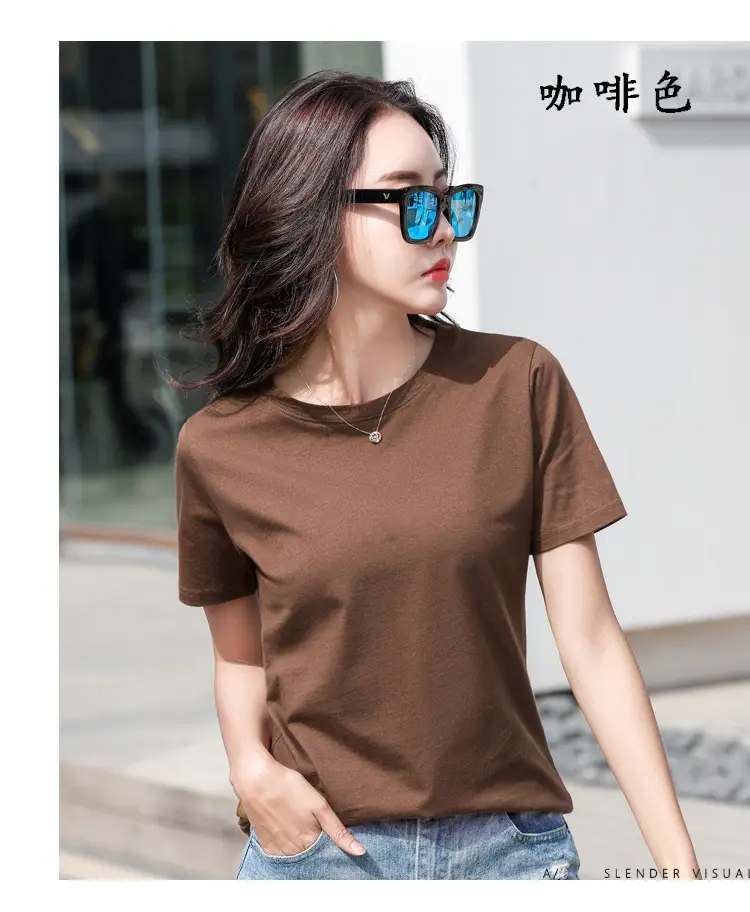 Women Cotton Round Neck T-Shirt Light Purple Loose Fit — feature 20
