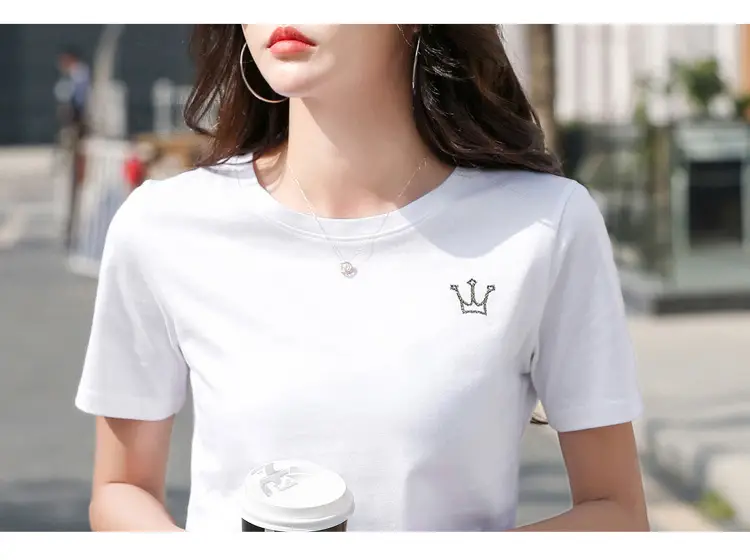 Women Cotton Round Neck T-Shirt Light Purple Loose Fit — feature 35
