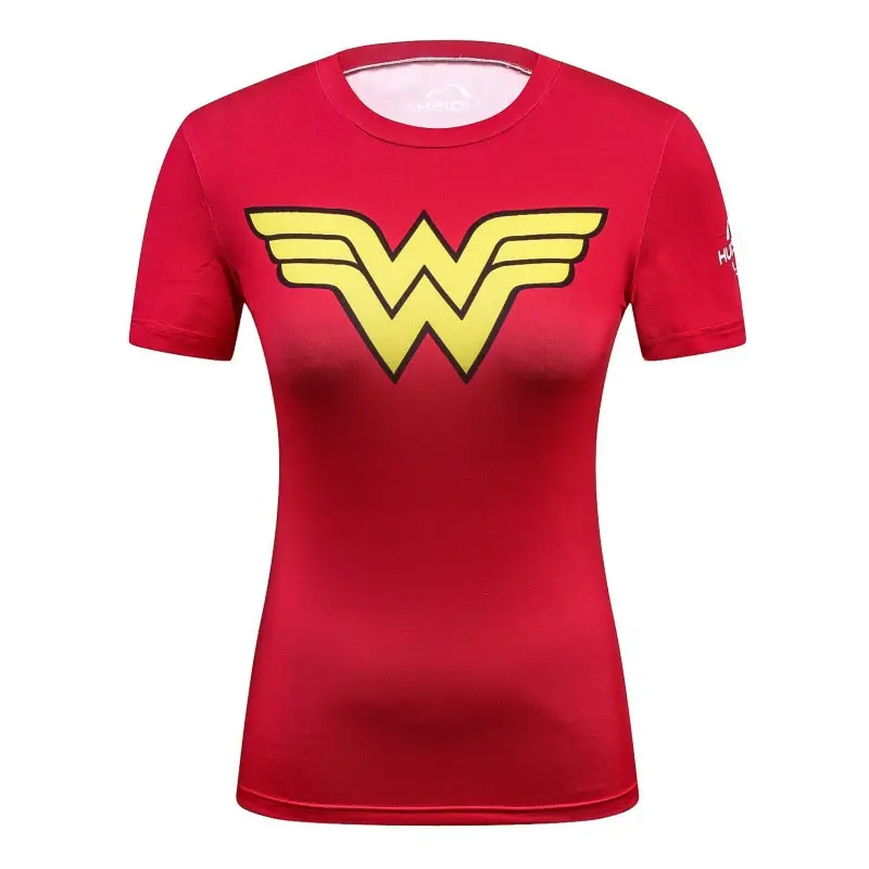 Women Captain America 3D Red T-Shirt Round Neck Casual - Image 10