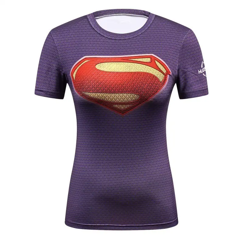 Women Captain America 3D Red T-Shirt Round Neck Casual - Image 2