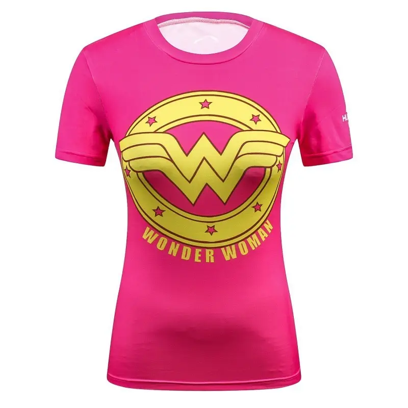 Women Captain America 3D Red T-Shirt Round Neck Casual - Image 3