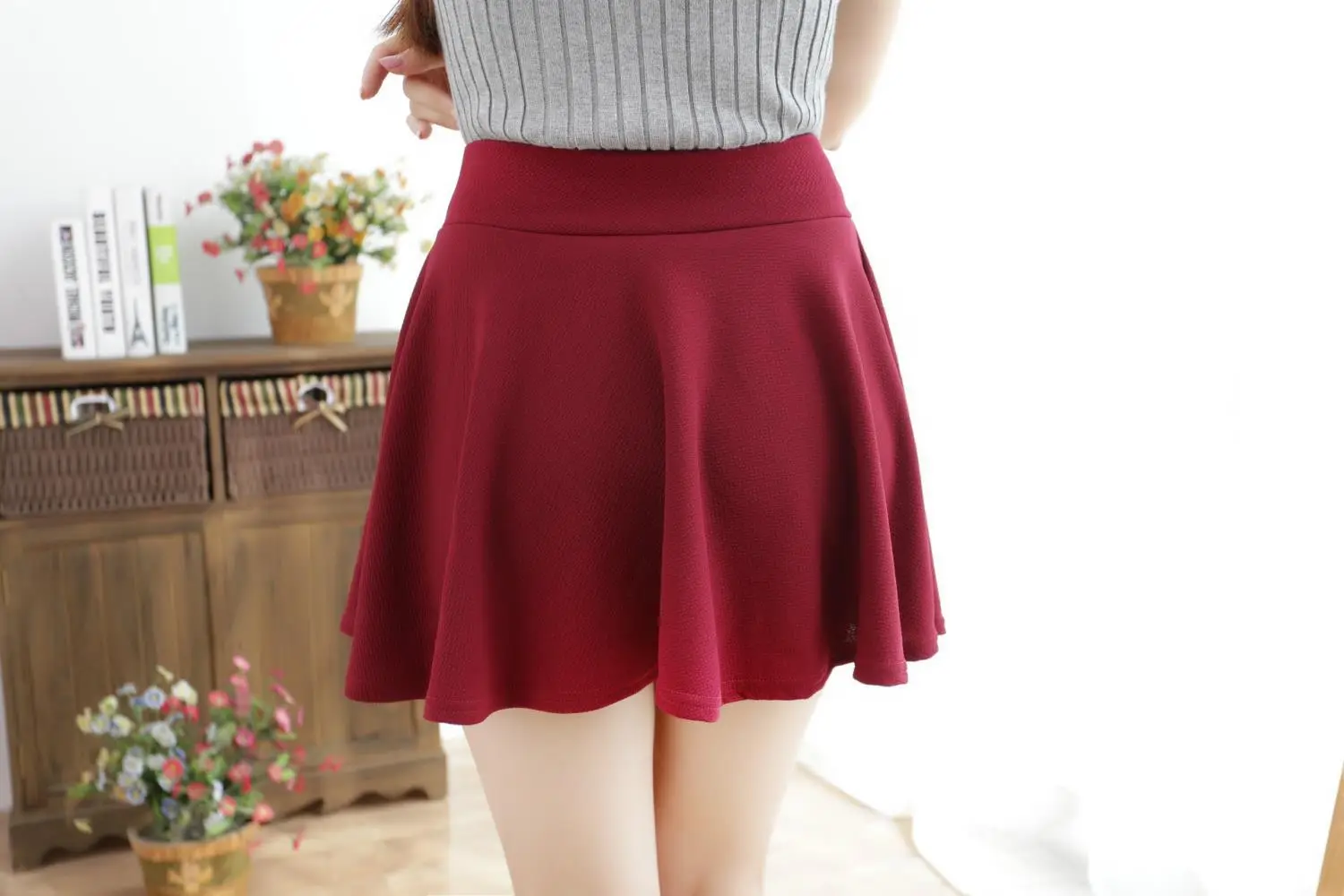 Orange Pleated Women's Sun Skirt Large Hem — feature 11