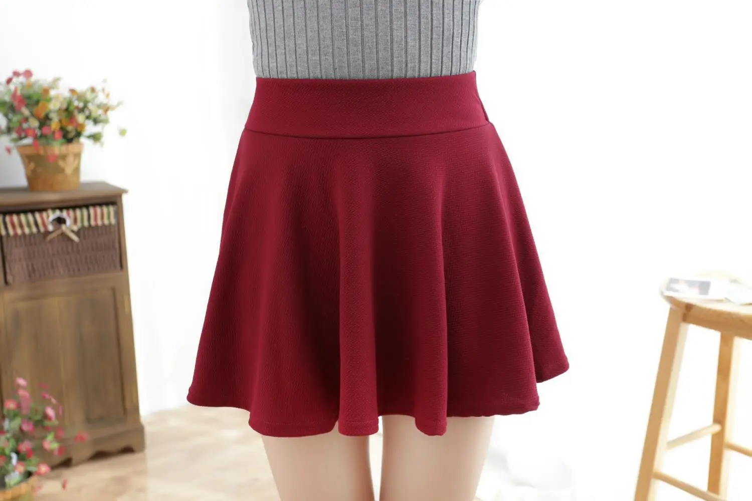 Orange Pleated Women's Sun Skirt Large Hem — feature 12