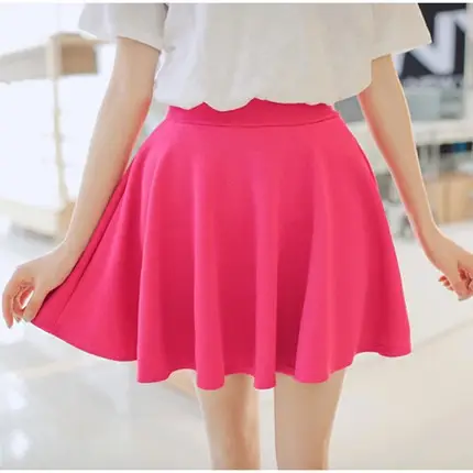 Orange Pleated Women's Sun Skirt Large Hem