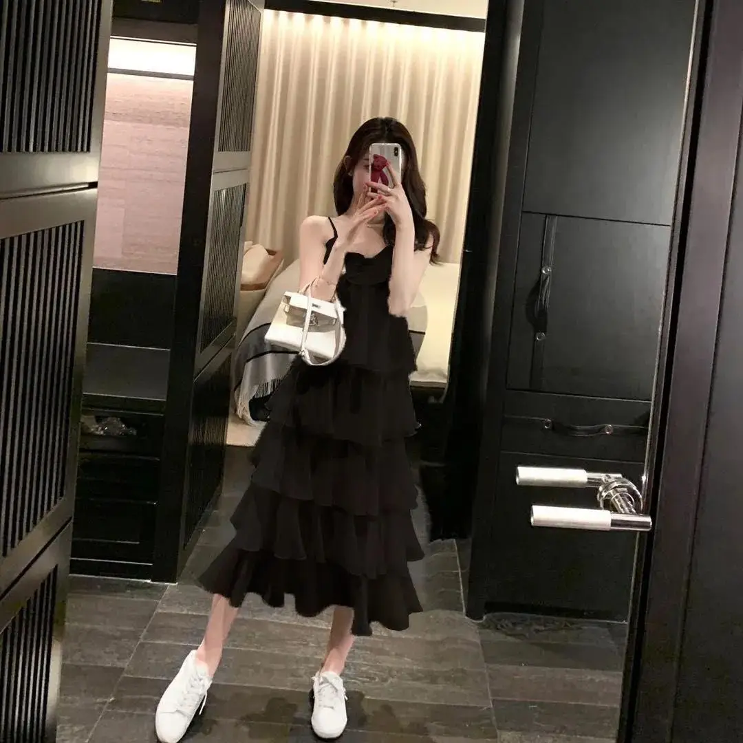 Fairy V-Neck Sling Dress Women's Slimming Midi Dress