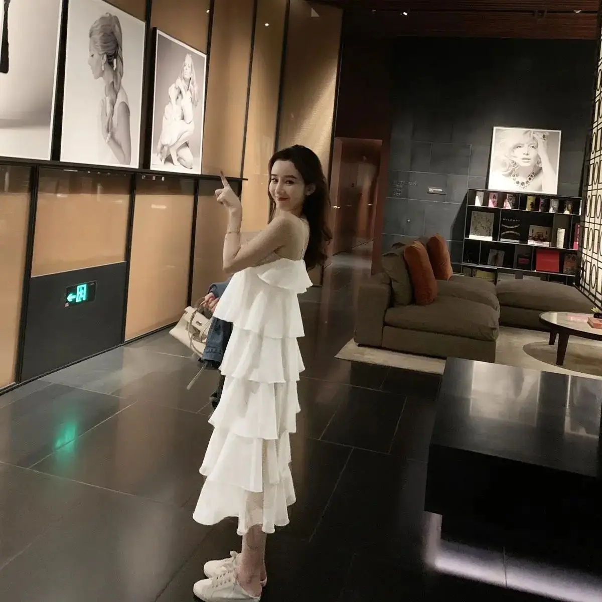 Fairy V-Neck Sling Dress Women's Slimming Midi Dress